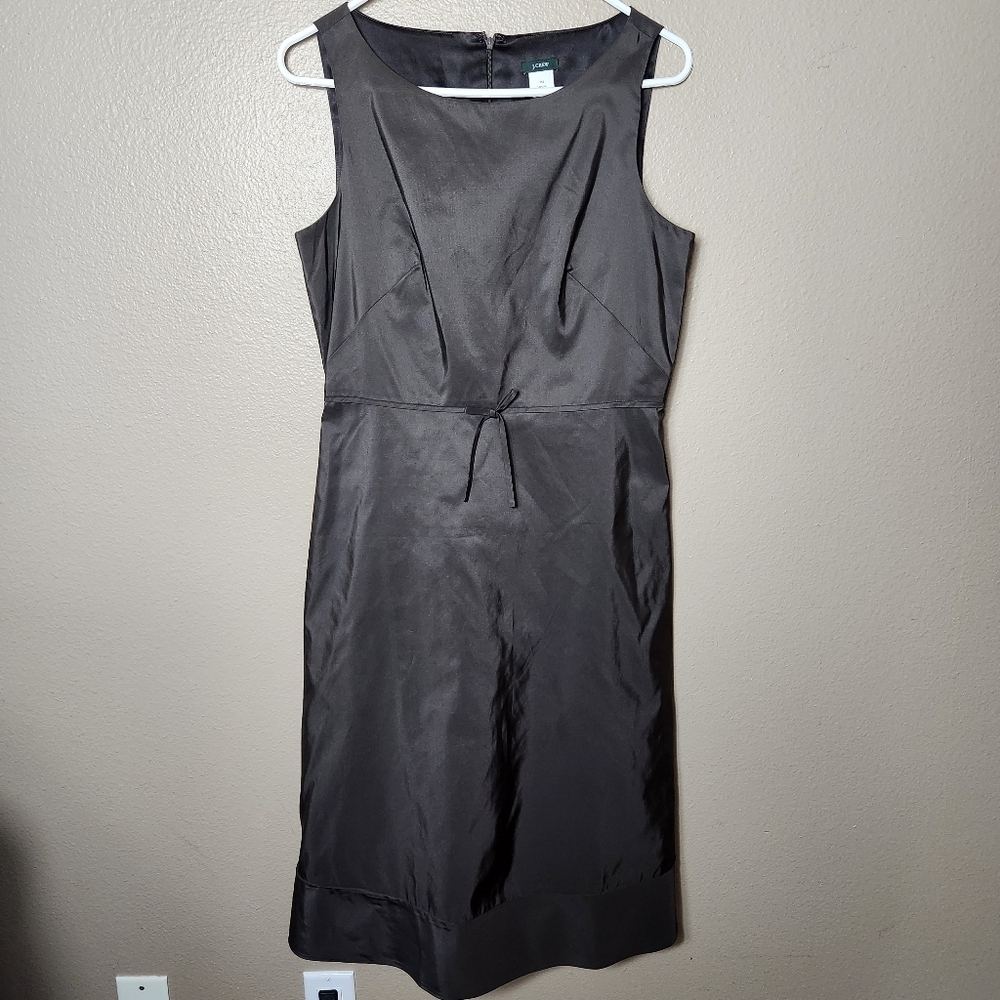 J. Crew Womens |10 Tall| Y2K Brown 100% Silk Boatneck Fit & Flare Dress